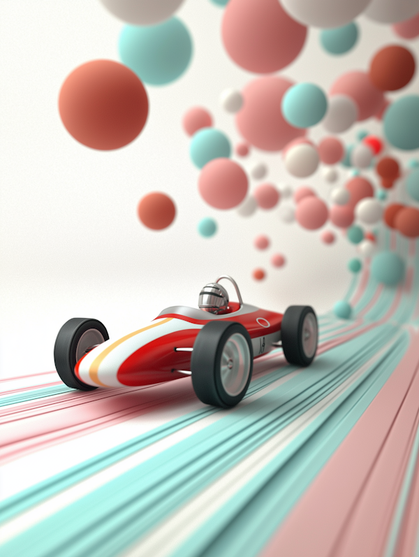 Whimsical Toy Race Car in Motion