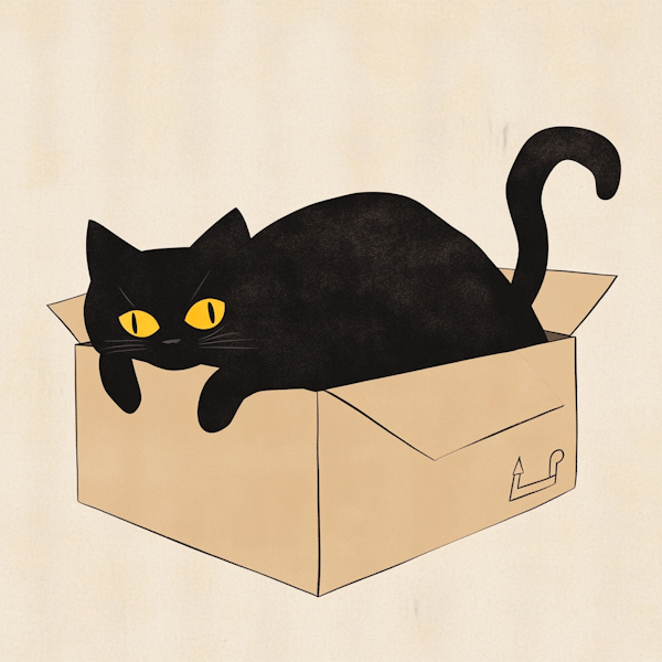 Black Cat in Cardboard Box