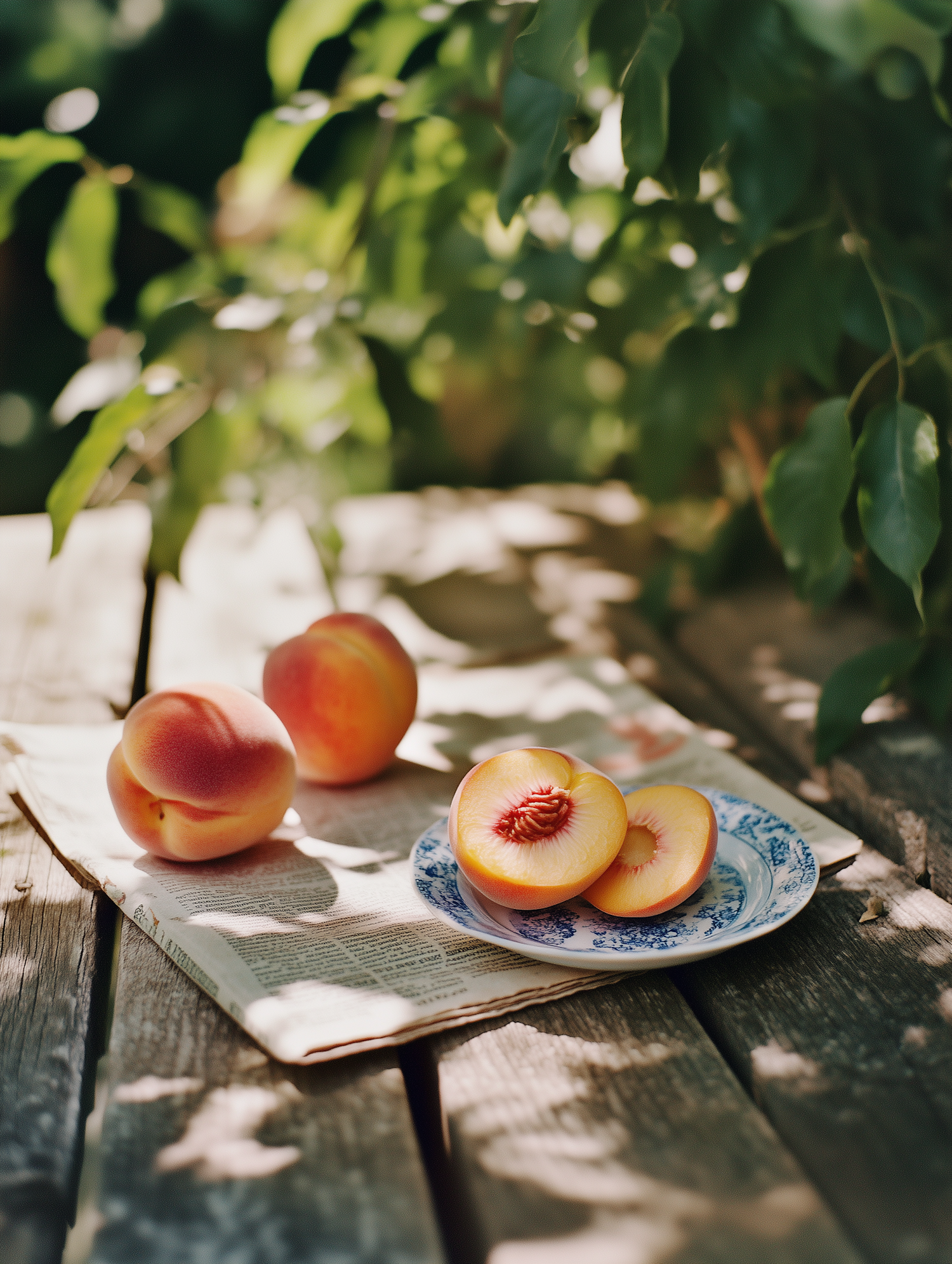 Rustic Peaches on Table