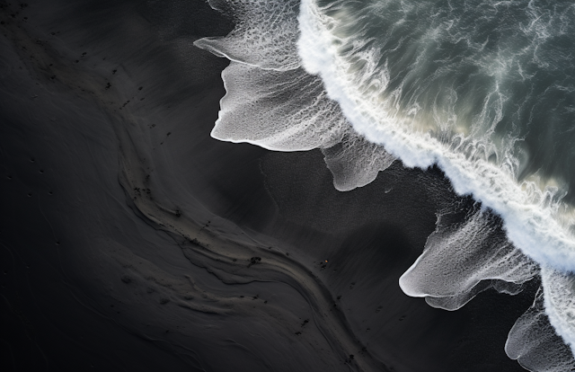 Sea Lace on Black Sand Shoreline