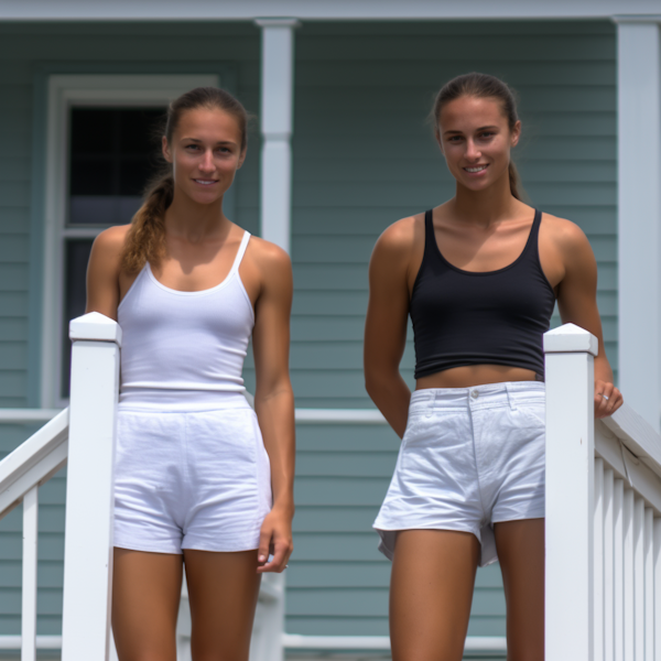 Casual Summer Sisters on Porch