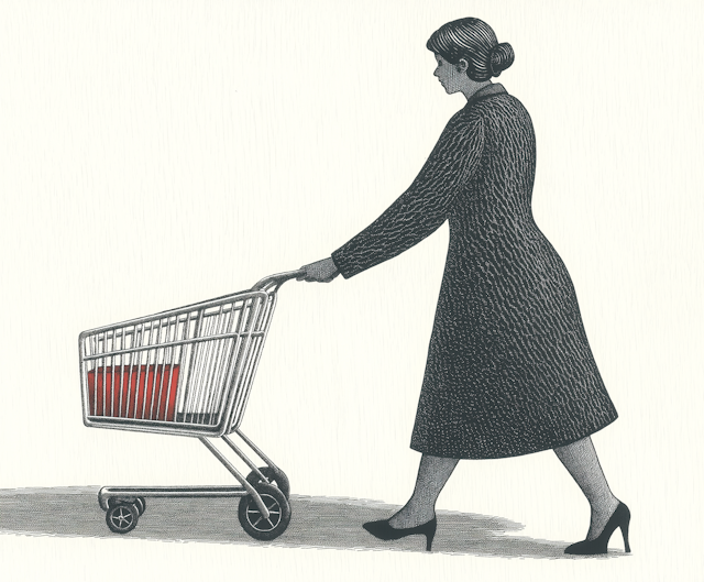 Stylized Woman Shopping Illustration