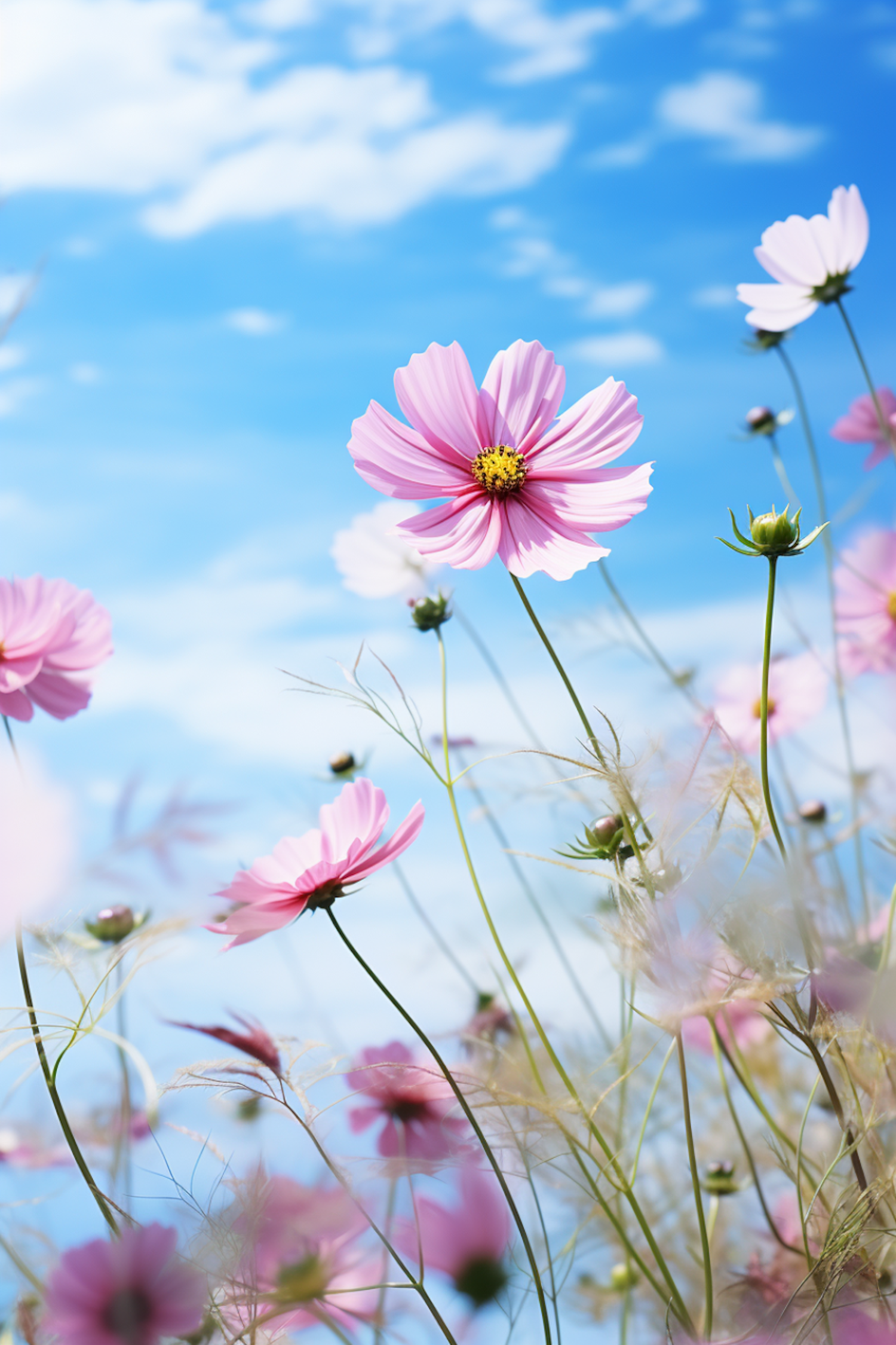 Skyward Pink Cosmos Field