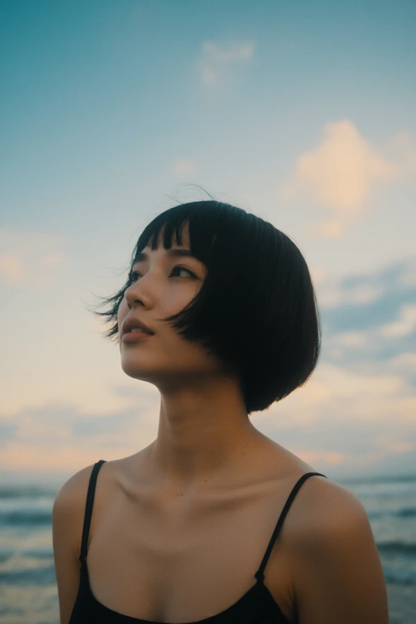 Serene Woman at Sunset