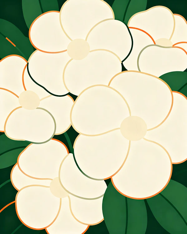 Stylized White Flowers