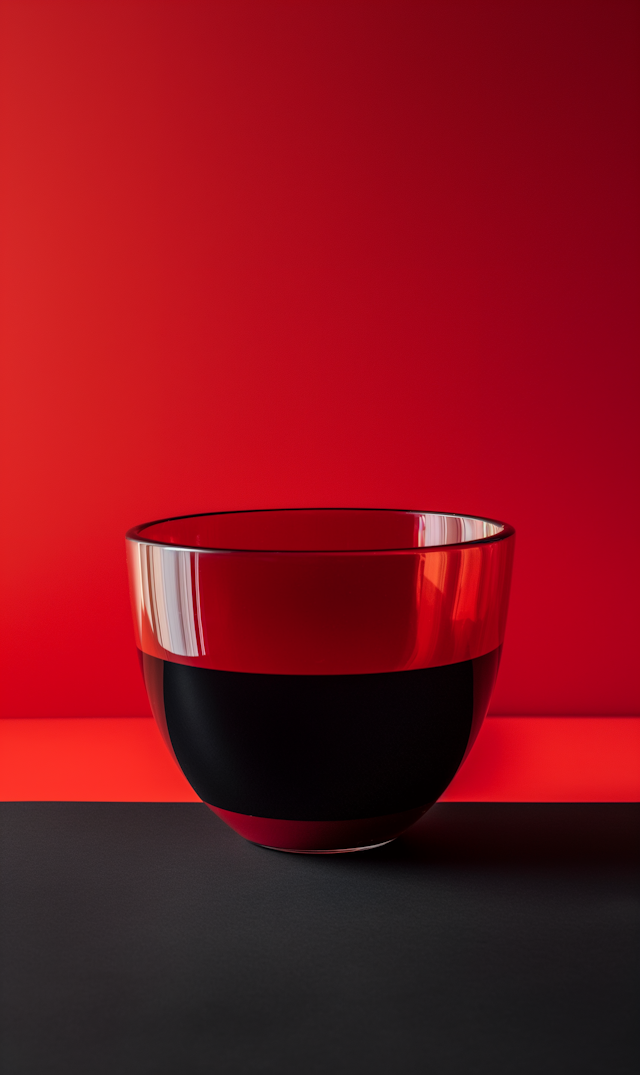 Contemporary Glass Bowl with Red Liquid