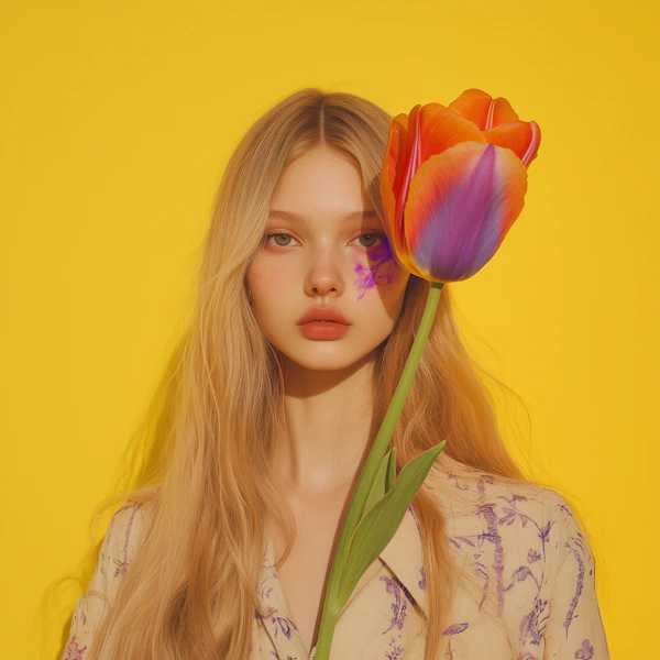Young Woman with Tulip