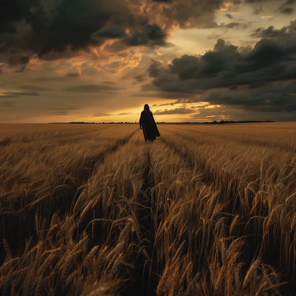 Solitary Figure in Wheat Field
