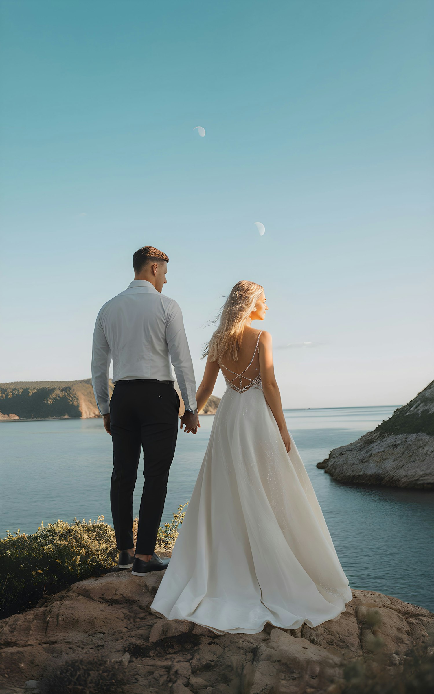 Bride and Groom on a Cliff