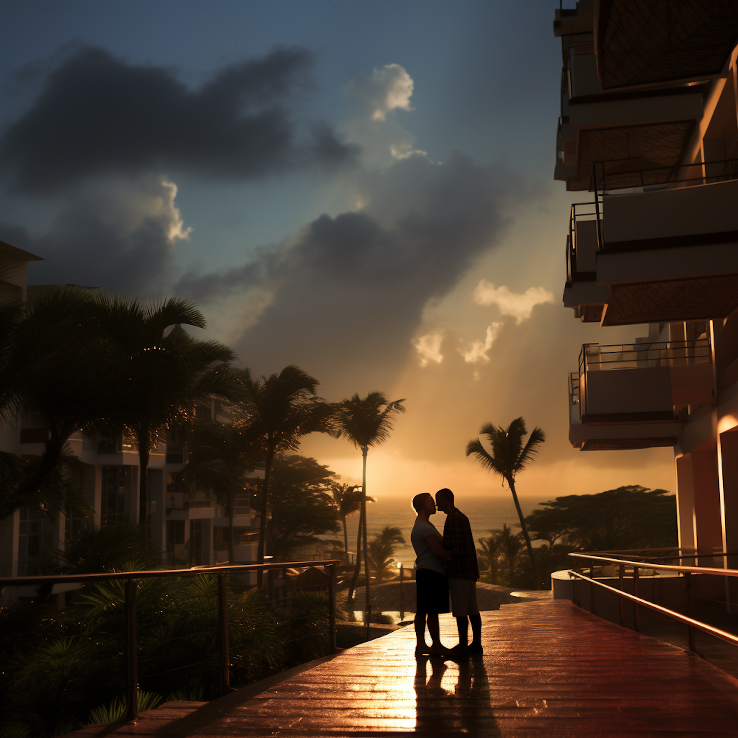 Sunset Embrace Amidst Palms