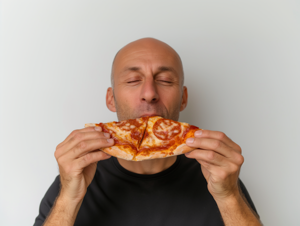 Man Enjoying Pizza