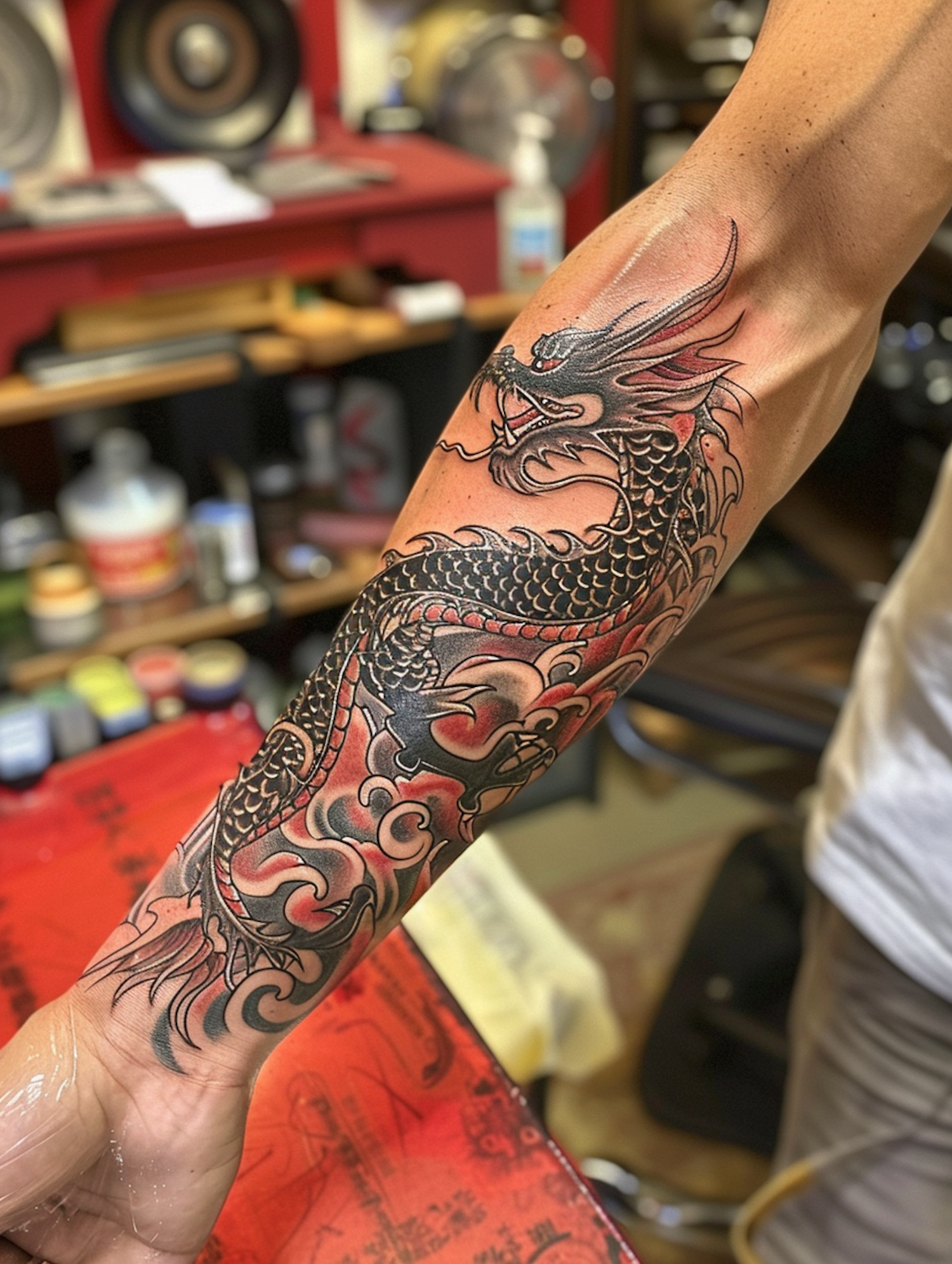 Vibrant Dragon Tattoo on Forearm