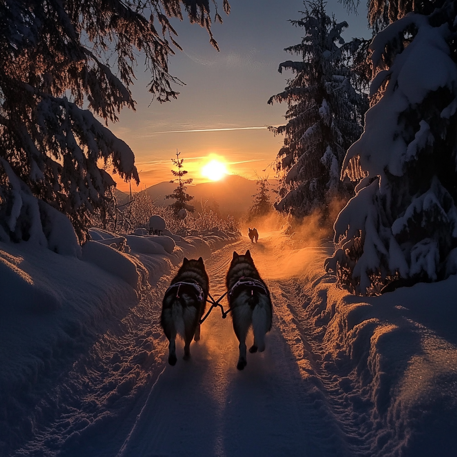 Winter Sledding with Huskies