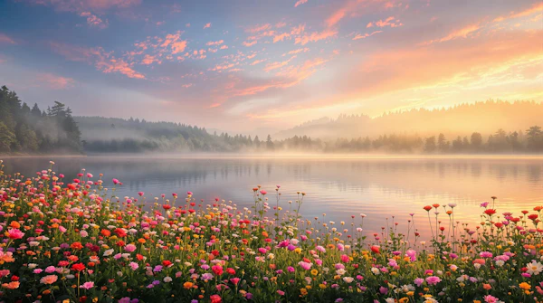 Serene Lakeside Sunrise
