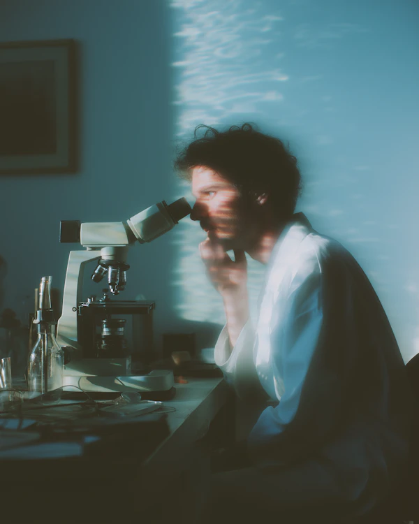 Scientist at Microscope