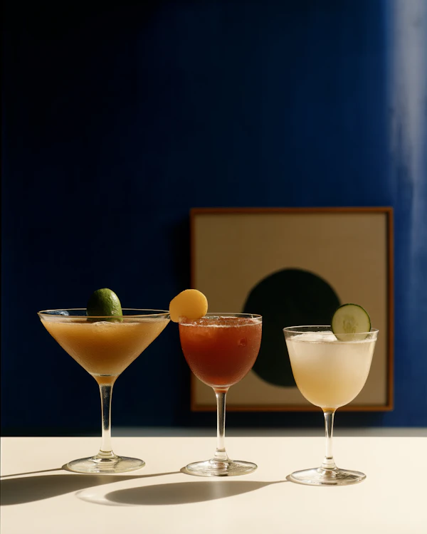 Elegant Cocktails on Light Surface