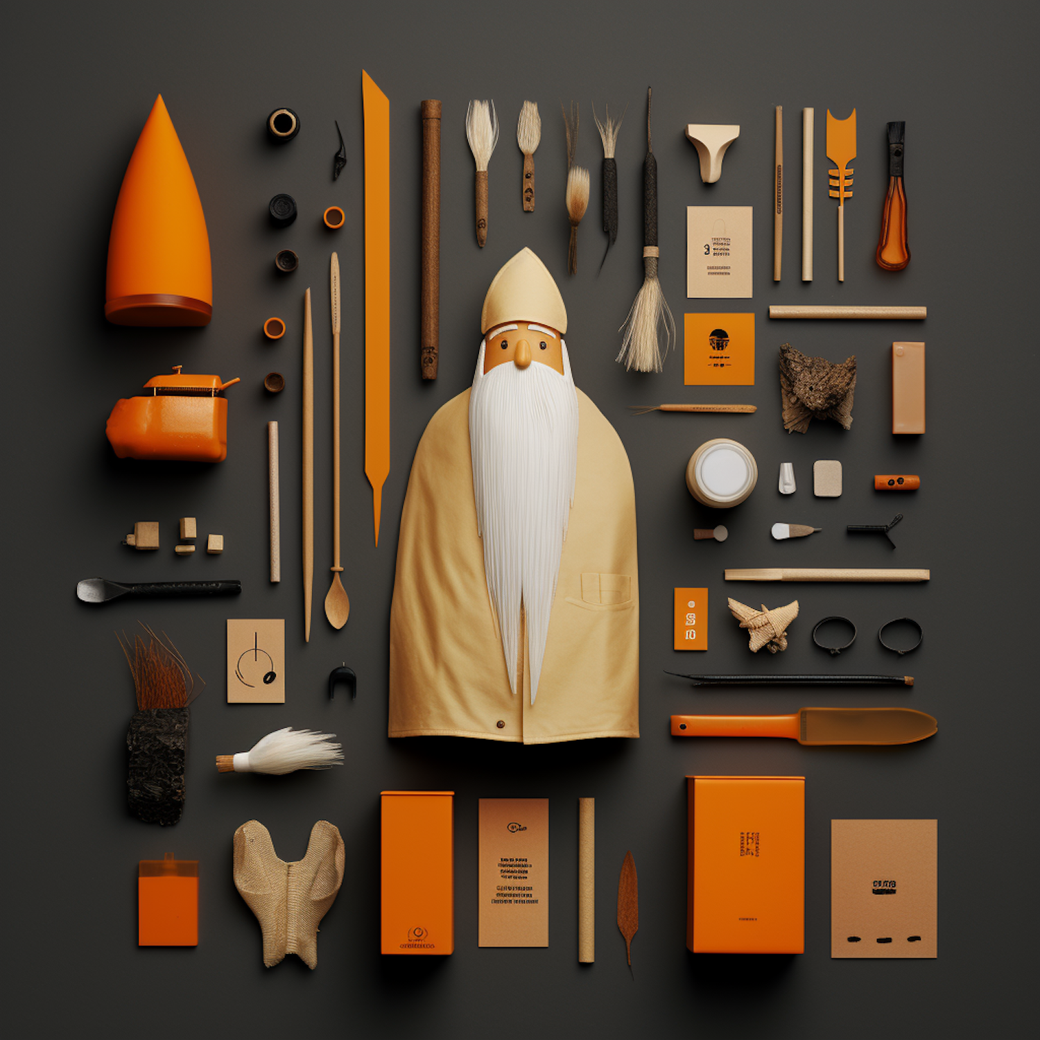 Stylized Gnome-Wizard Figure in Object Art