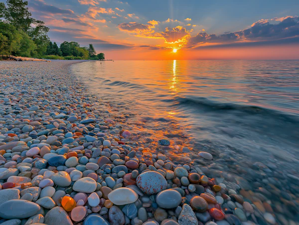 Serene Lakeside Sunset