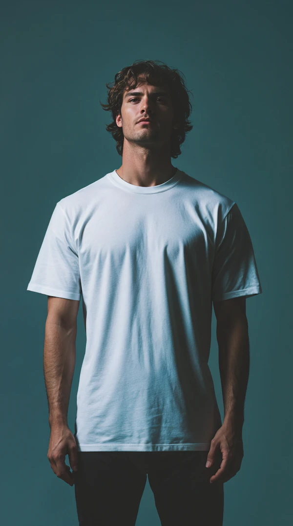 Man Against Dark Teal Background