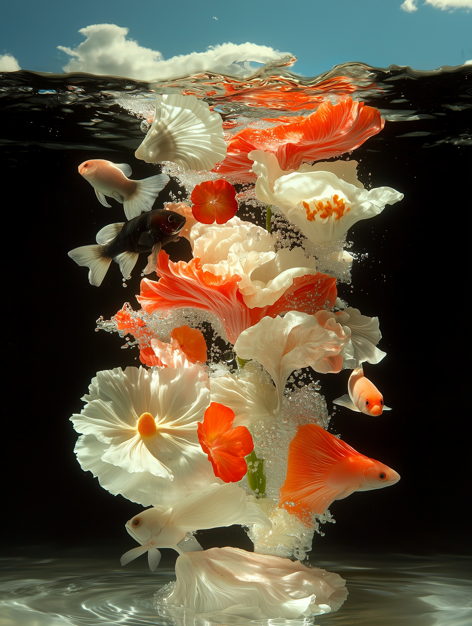 Underwater Ballet of Fish and Flowers