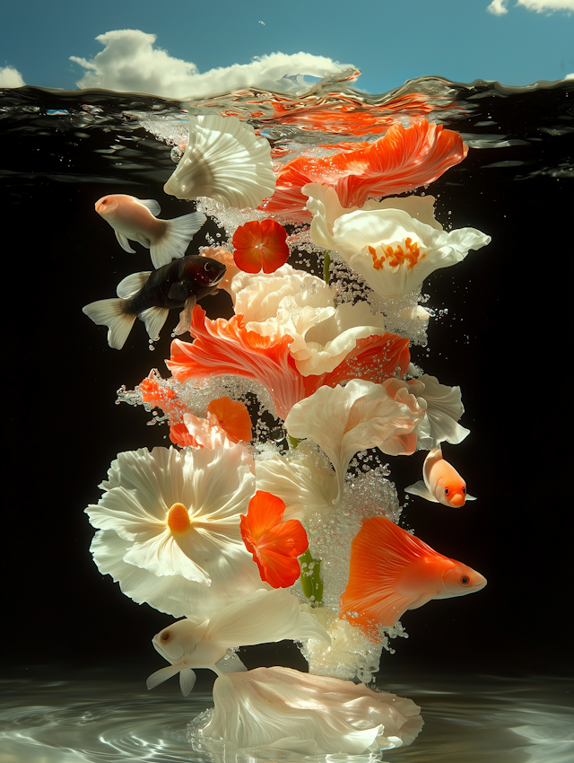 Underwater Ballet of Fish and Flowers