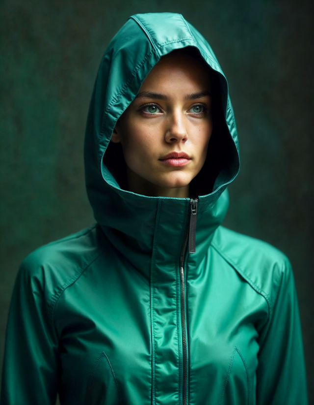 Contemplative Individual in Green Jacket