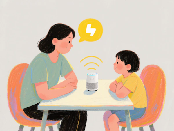 Woman and Child with Speaker