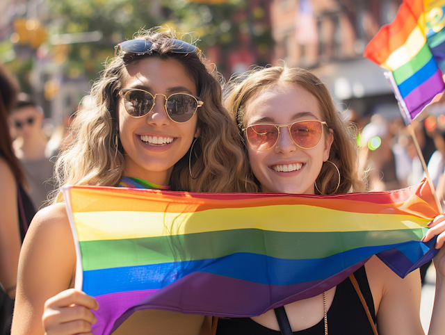 Pride Celebration with Rainbow Flag