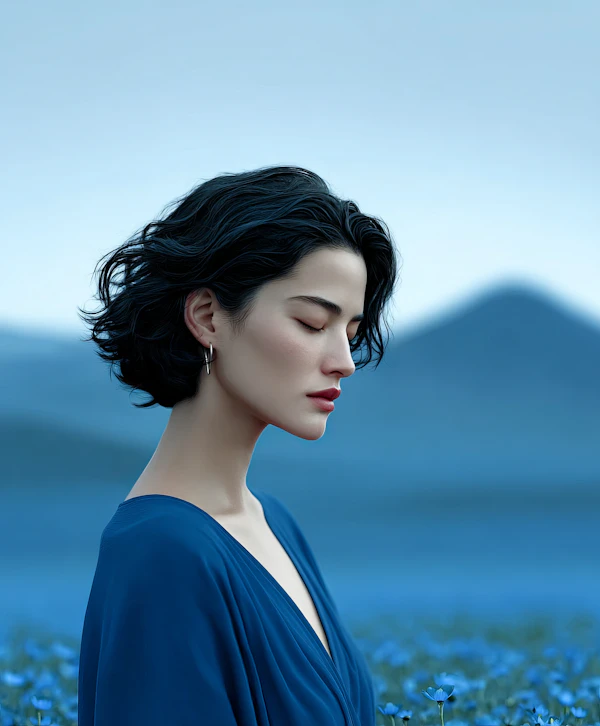 Serene Blue Portrait