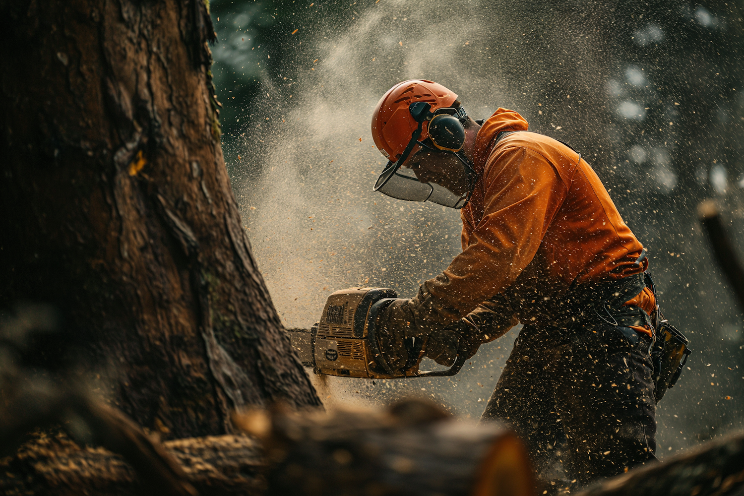 Chainsaw Operator in Action