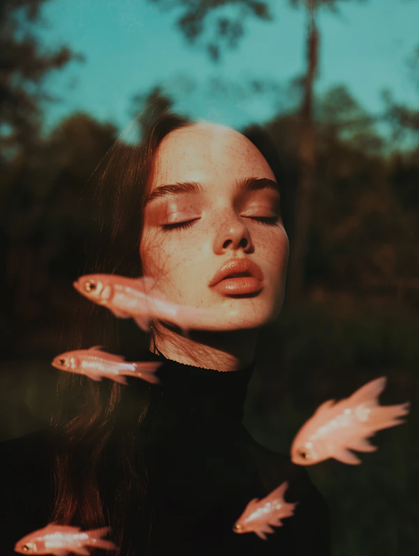 Surreal Woman with Fish