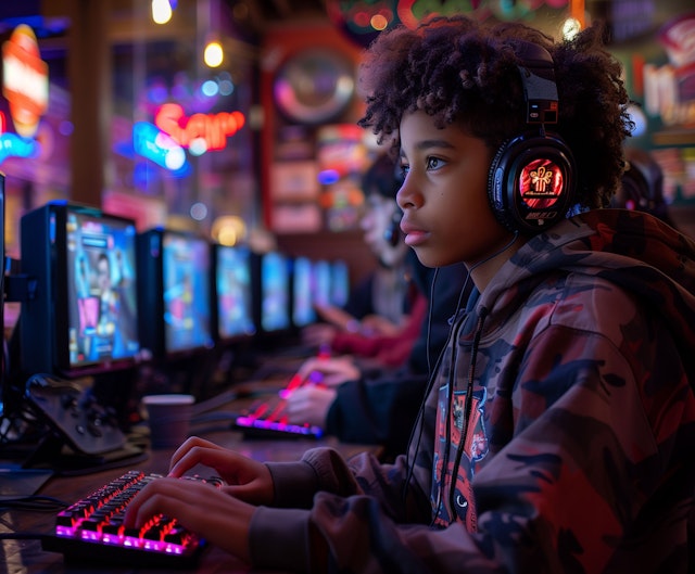 Arcade Gamer in Concentration