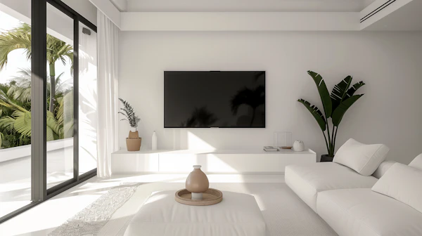 Modern Minimalist Living Room with Garden View