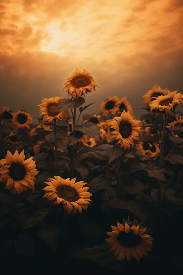 Twilight Reverie in the Sunflower Field