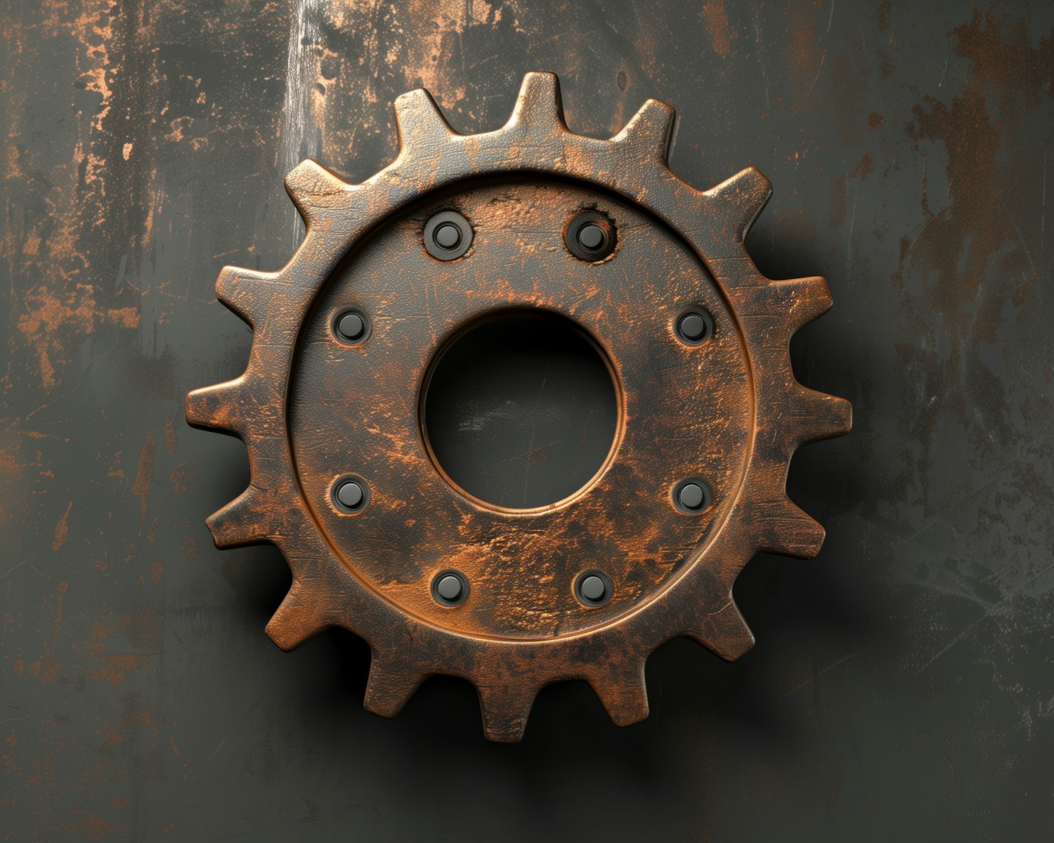 Rusted Gear Against Dark Background