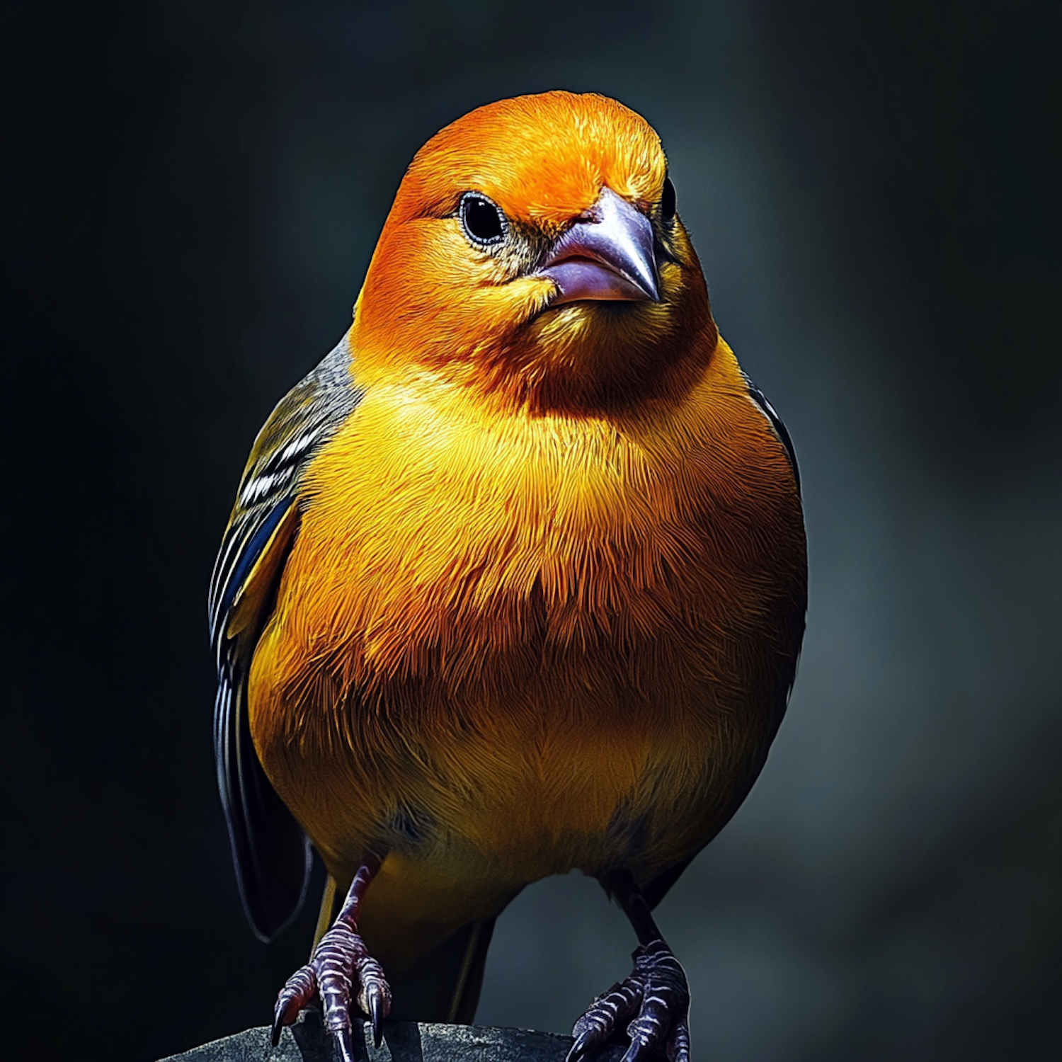 Vibrant Bird with Orange and Yellow Plumage