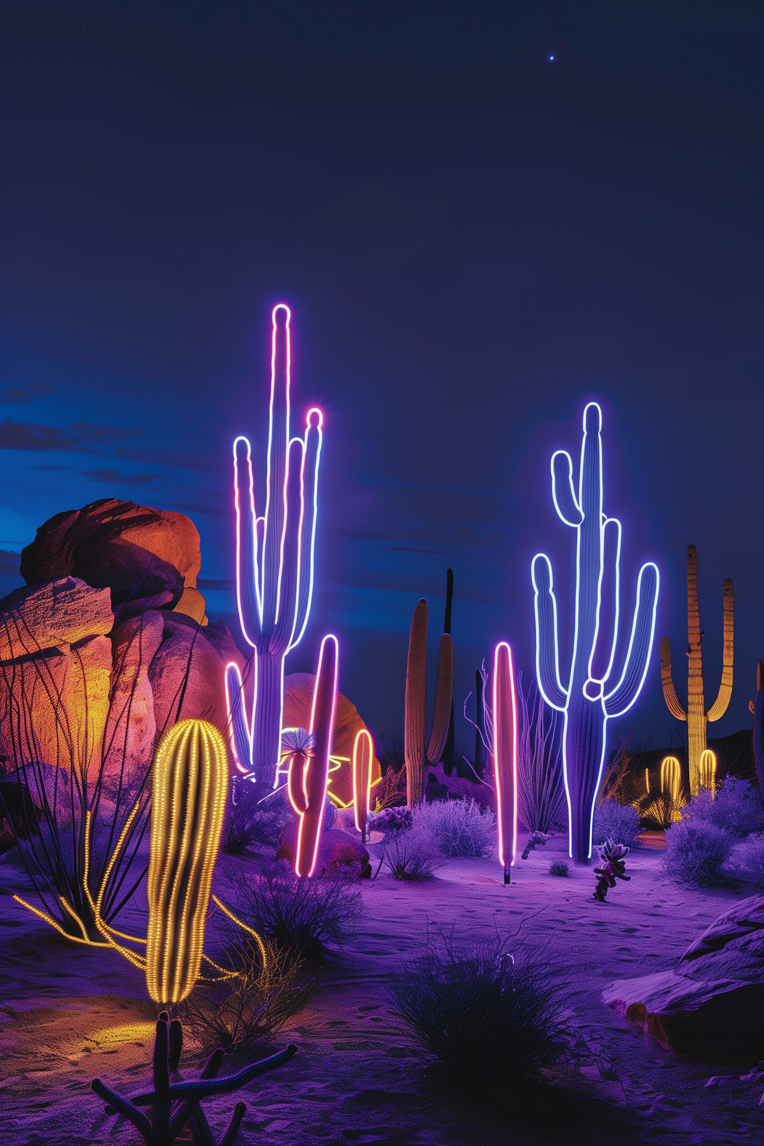 Neon-lit Desert Night