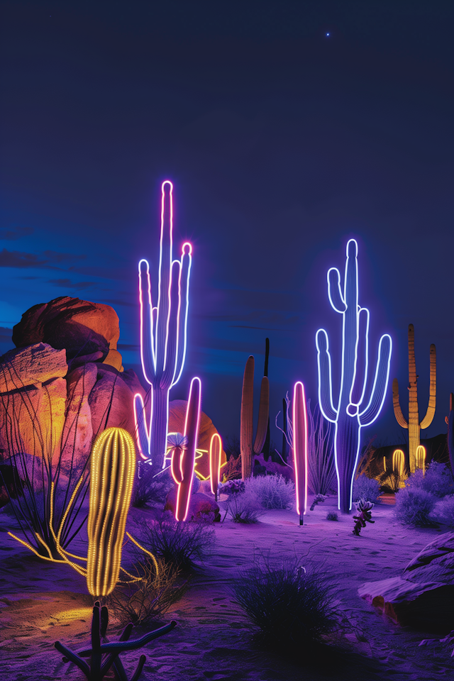 Neon-lit Desert Night