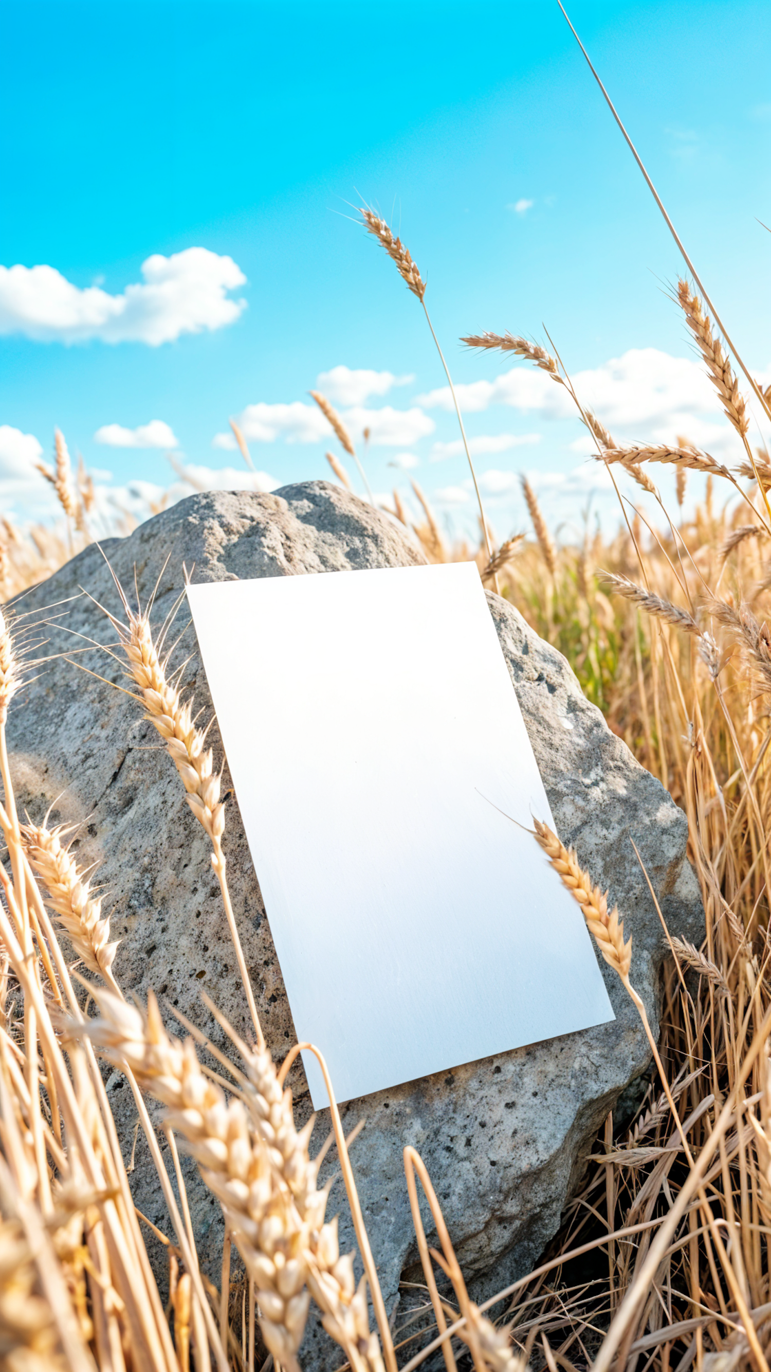 Serene Rural Scene with Rock and Paper