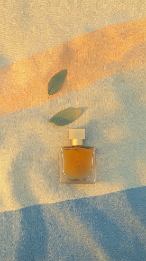 Elegant Perfume Bottle on Pastel Surface