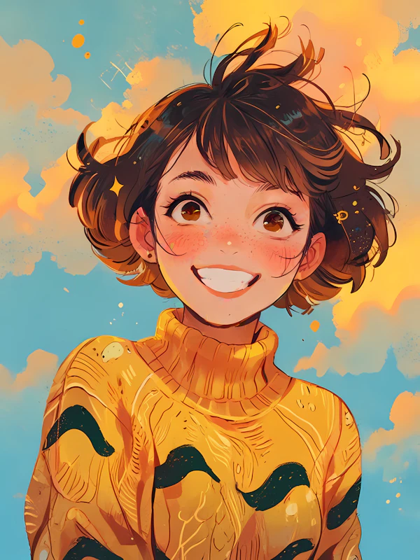Cheerful Young Person in Vibrant Sweater