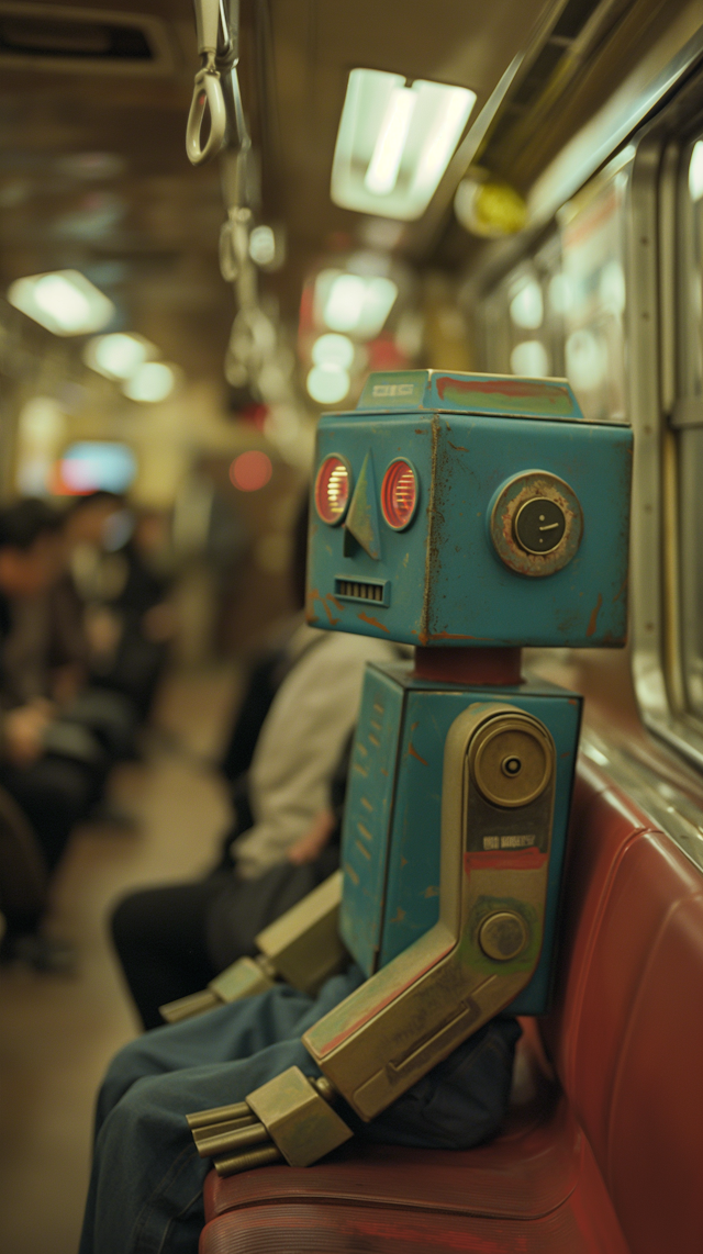 Vintage Toy Robot in Subway