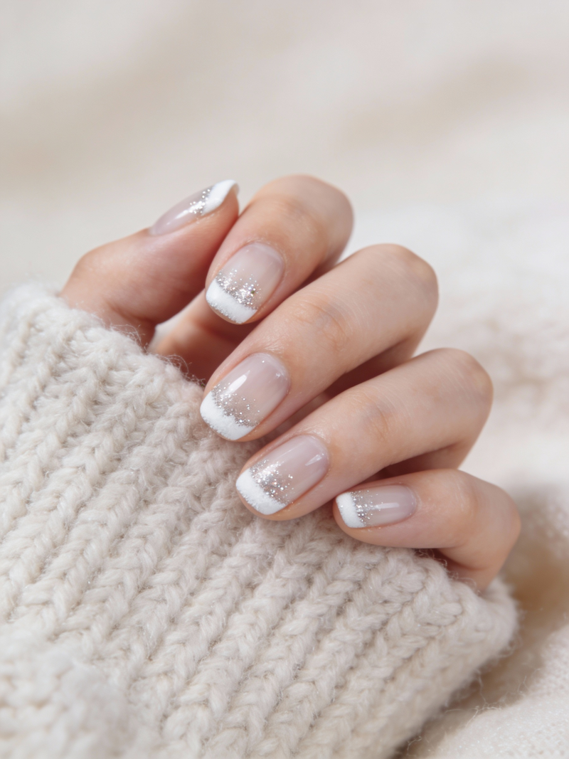 Pink and white French full set