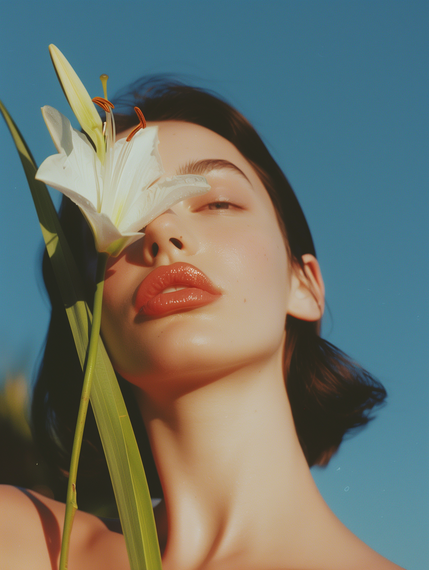 Serene Woman with White Lily