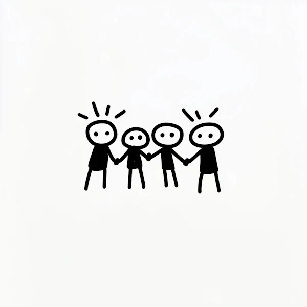Stick Figures Holding Hands