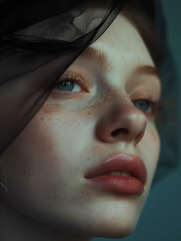 Introspective Portrait of Young Woman with Veil