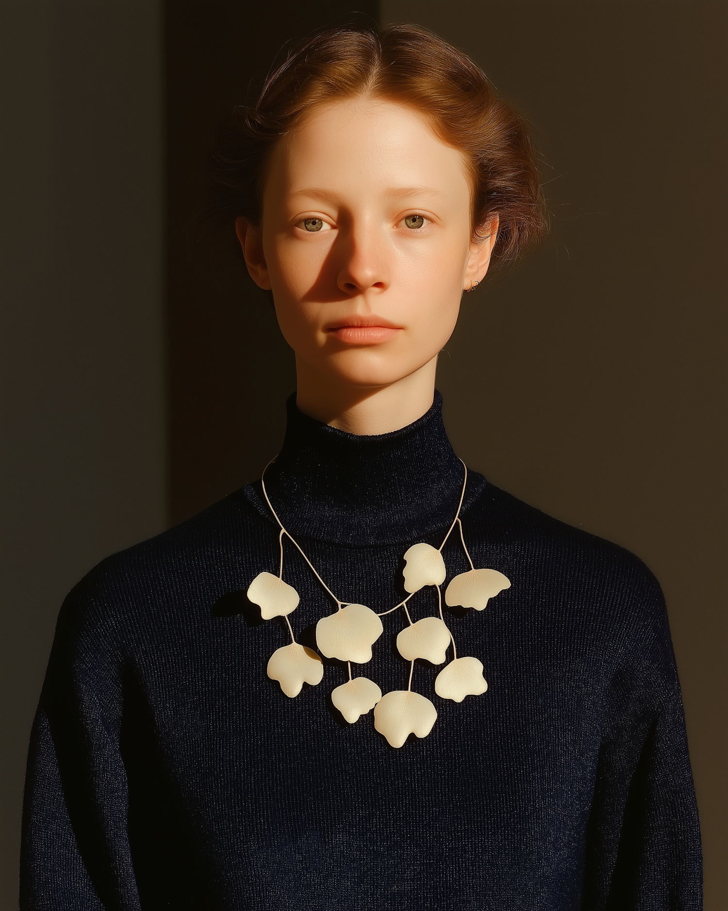 Portrait with Leaf Necklace