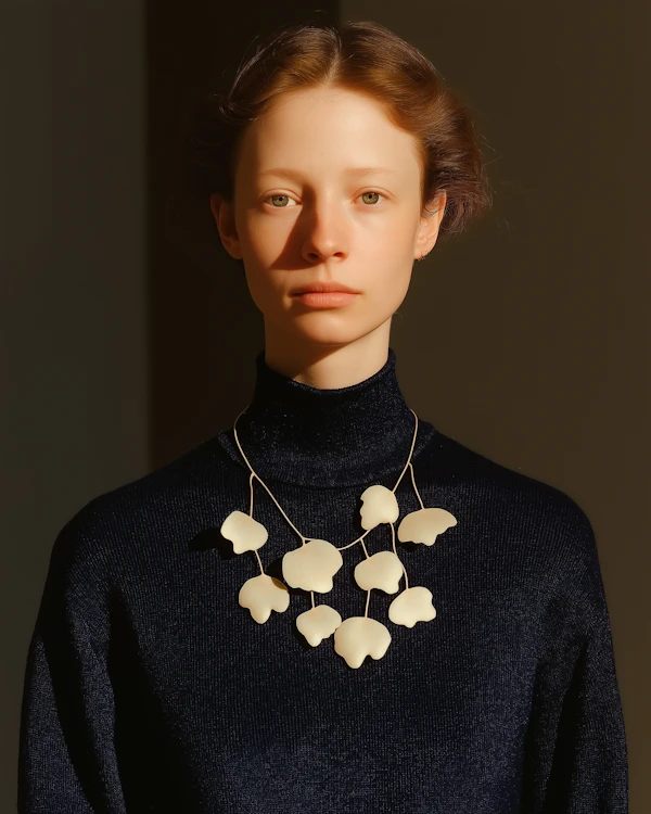 Portrait with Leaf Necklace