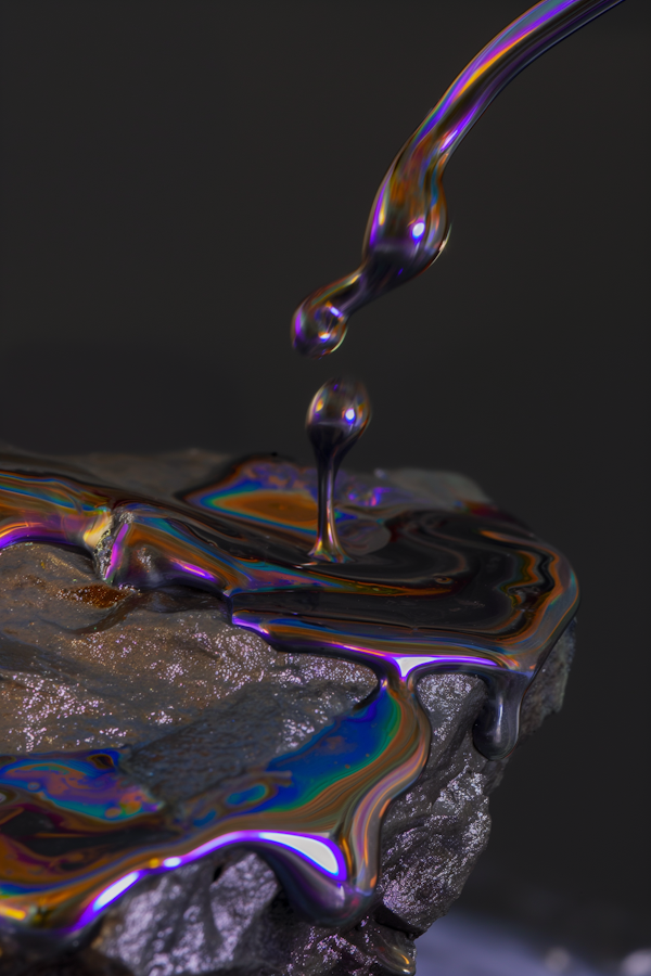 Iridescent Liquid on Textured Surface