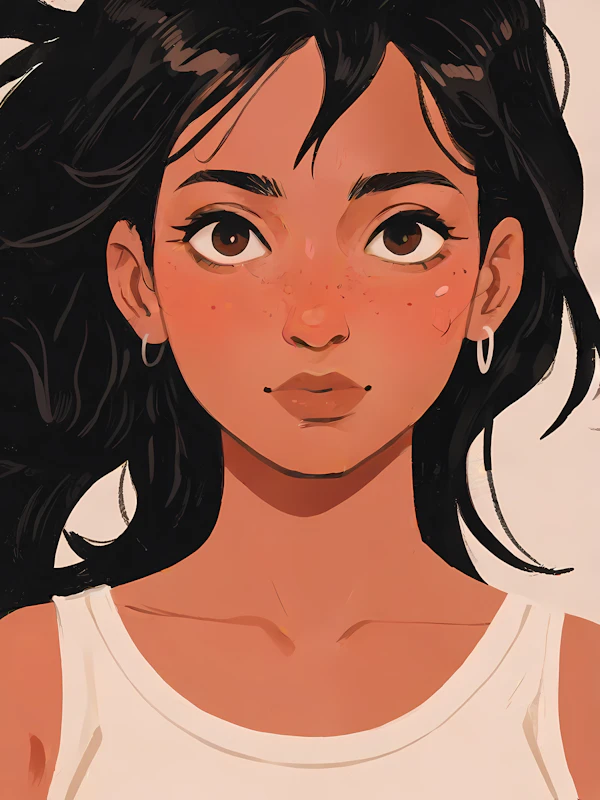 Close-up Illustration of a Young Woman